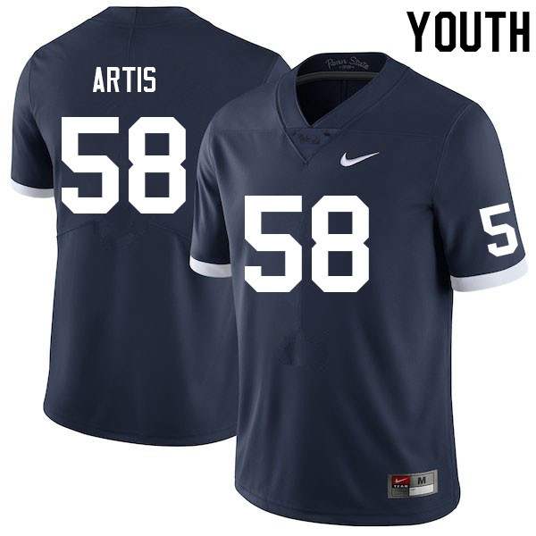 Youth #58 Kaleb Artis Penn State Nittany Lions College Football Jerseys Sale-Retro